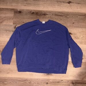 Nike Women's Blue Sweatshirt with Swoosh Logo